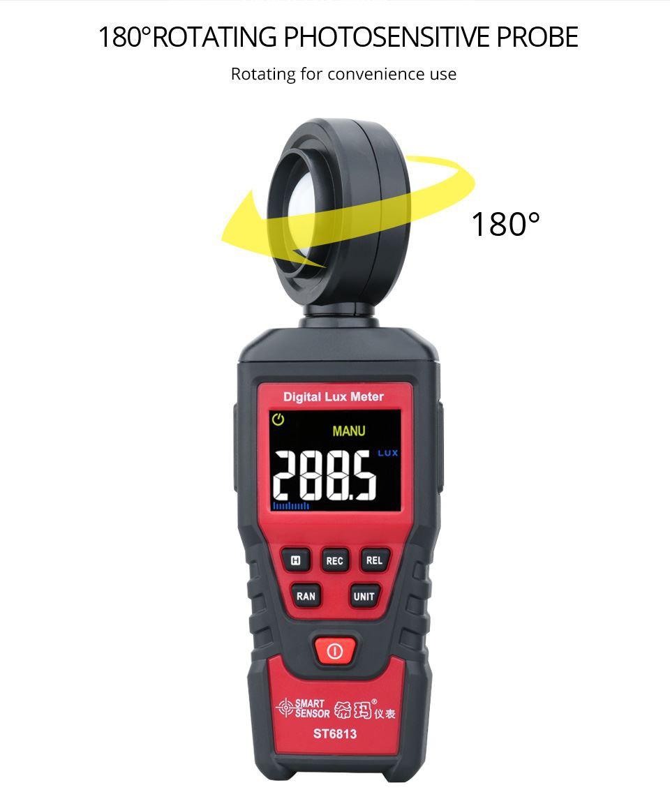 Auto Manual Range Of 200,000 LUX Digital Luminance Lux Fc Test